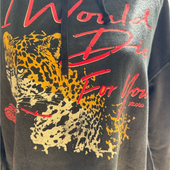 Country deep def leopard cropped fleece hoodie - Picture 1 of 7